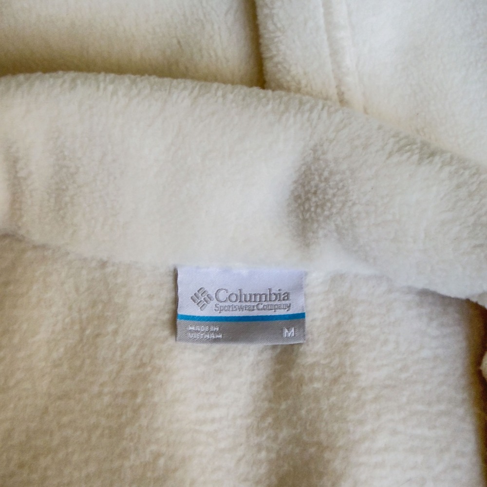 Women's Classic Preppy Columbia Thermal Fleece Vest Off White Size M - Picture 4 of 6